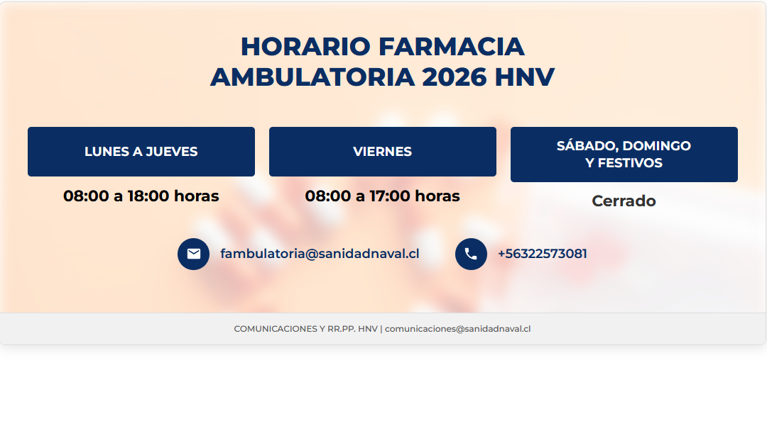 Horario Farmacia Ambulatoria 2026 HNV